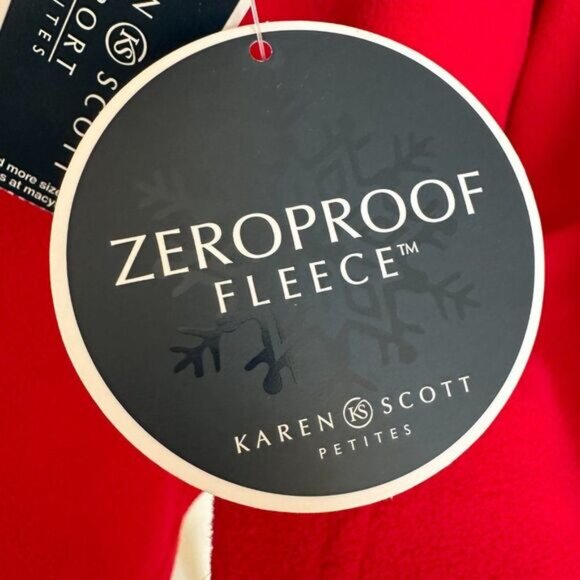 NEW Karen Scott Zeroproof Fleece Pullover Red Christmas Holiday Sled Dog Size MP - Picture 3 of 5